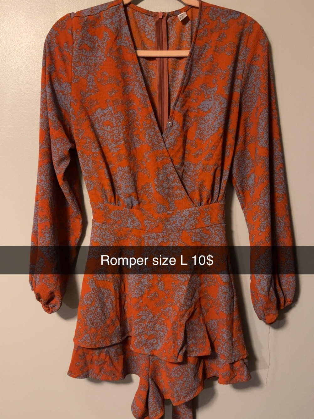 Orange Floral Wrap Romper Dress - Women